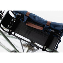 Load image into Gallery viewer, Bailey Co Richmond Convertible Pannier Backpack in Black mounted on bicycle Slide Rack
