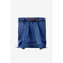 Load image into Gallery viewer, Bailey Co Richmond Convertible Pannier Backpack for Bicycle in Navy rear open
