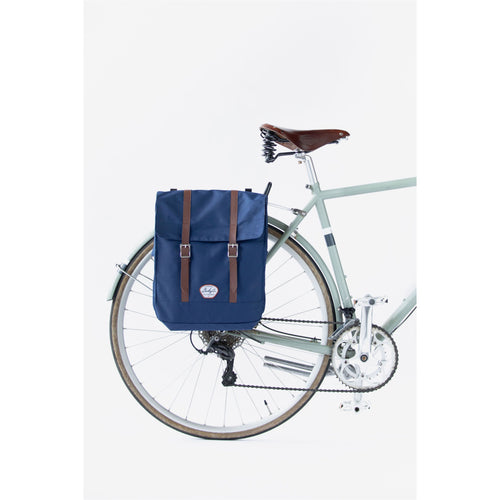 Bailey Co Richmond Convertible Pannier Backpack for Bicycle in Navy on bike